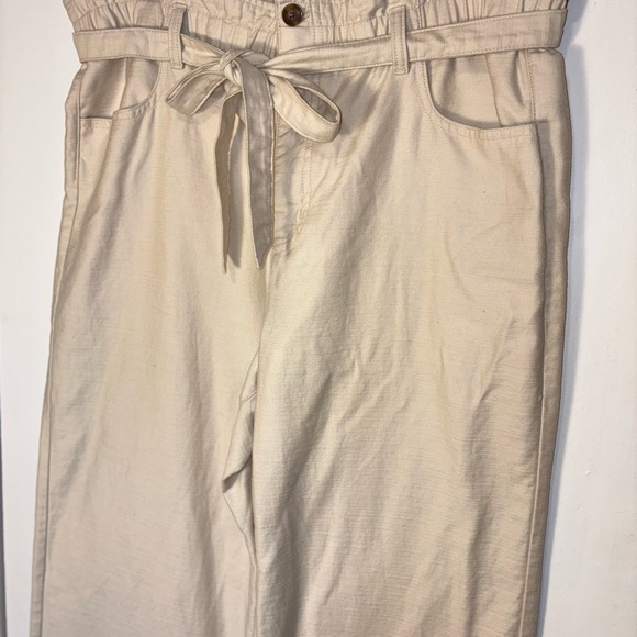 J Crew Factory Women's Twill Paper Bag Pants - Dusty Ivory Size 16 With Tie Belt - Picture 4 of 9